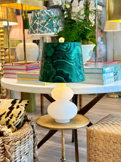 Alabaster Lamp and Malachite Lampshade