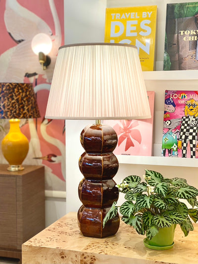 Shirred lampshade on a Hwang Bishop lamp