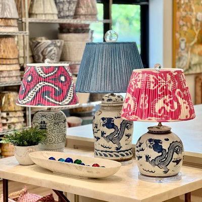 Blue and white jar lamps