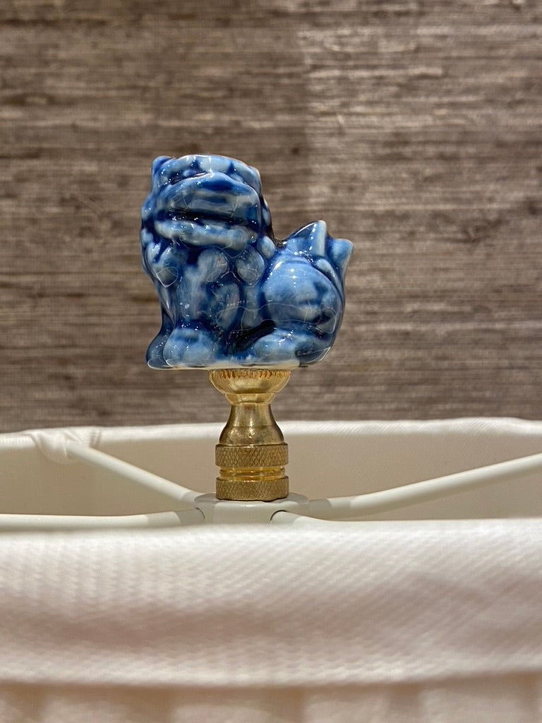 Blue foo dog finial