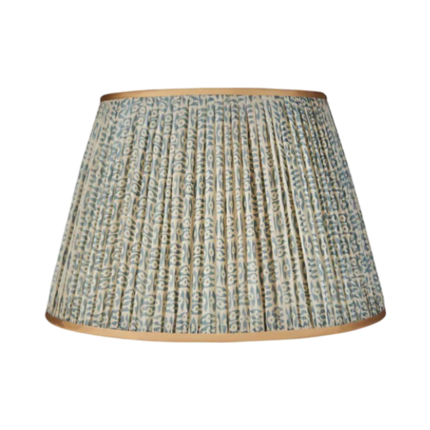 Penny Morrison Blue on White Tribal Pleated Silk Lampshade with Gold Trim
Regular price