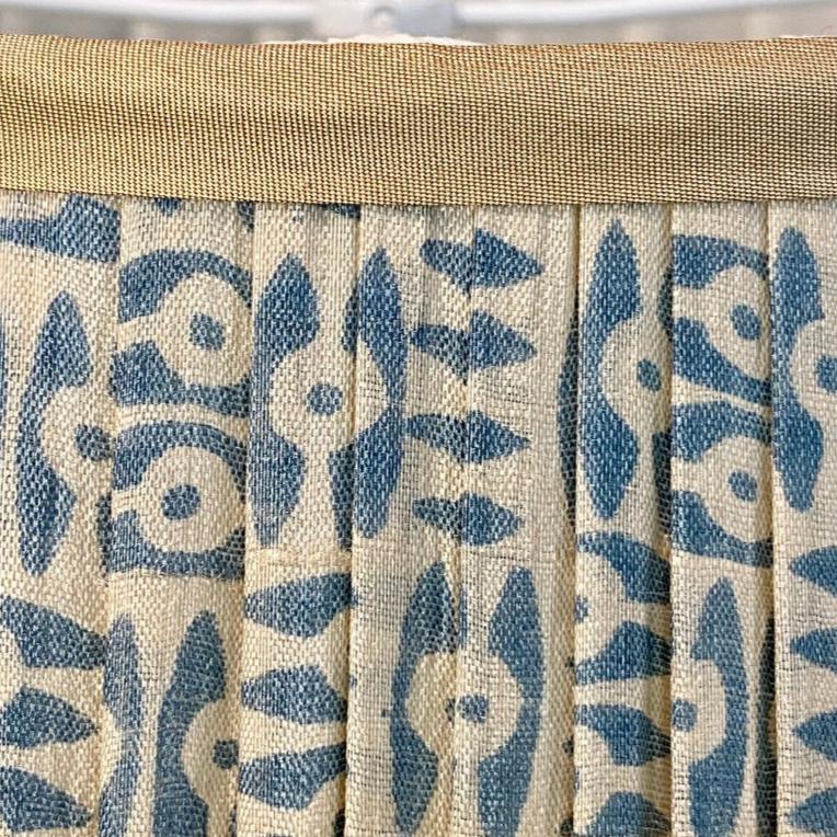 Penny Morrison blue on white tribal lampshade close up