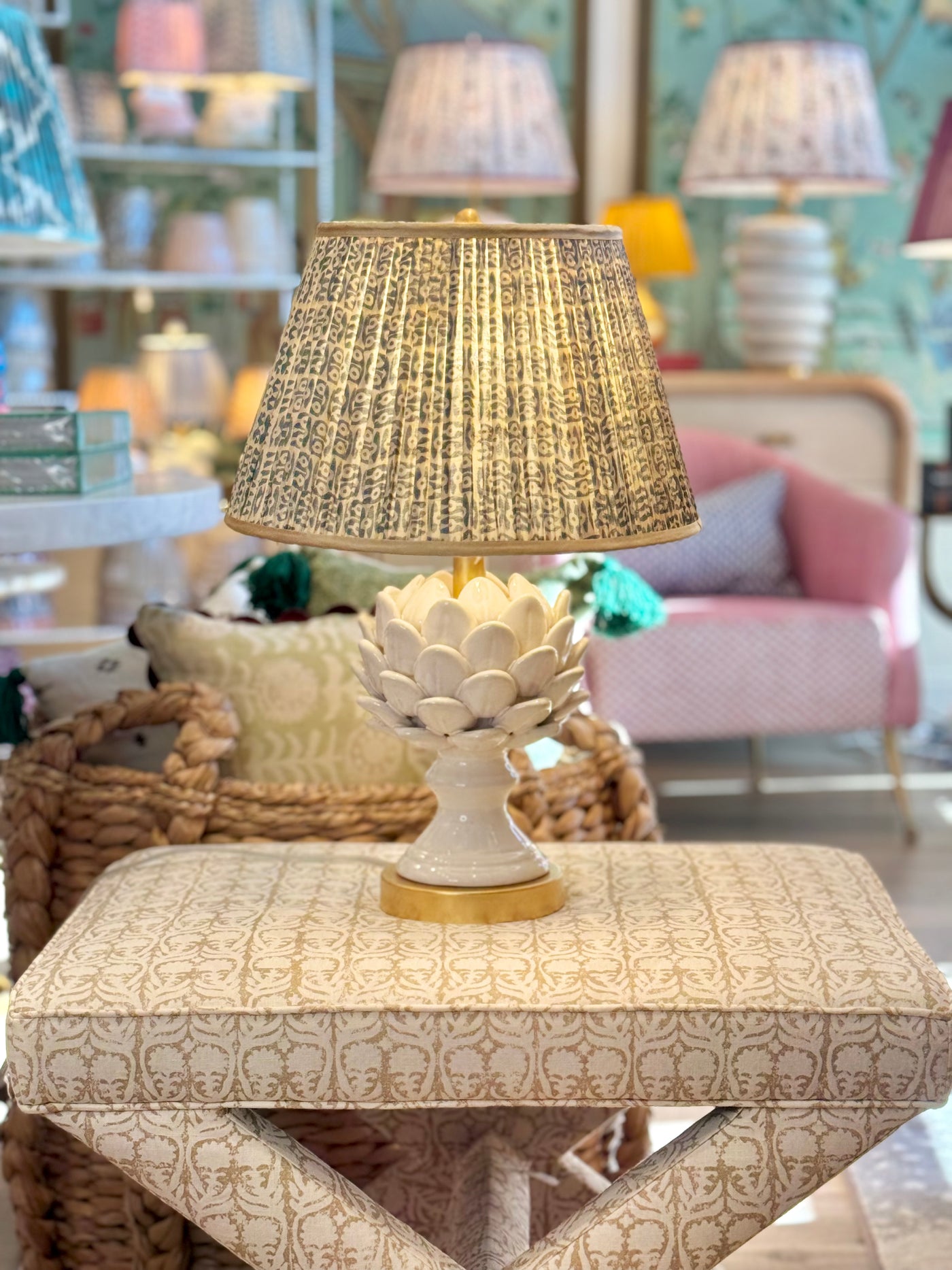 Penny Morrison Lampshade on an artichoke Lamp