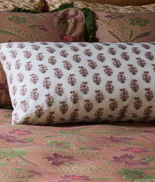 Block-print bolster pillow
