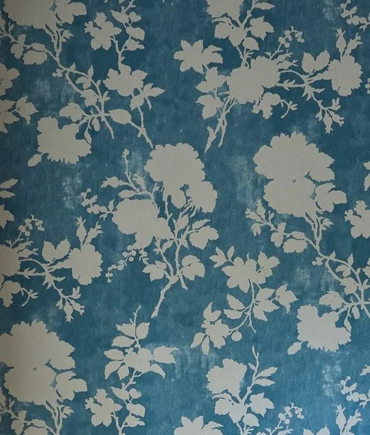 Blue floral wallpaper