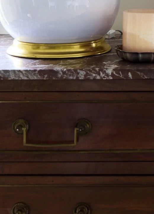 Marble-topped mahogany chest
