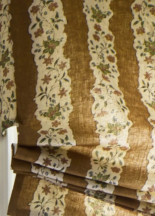 Floral-stripe Roman shade
