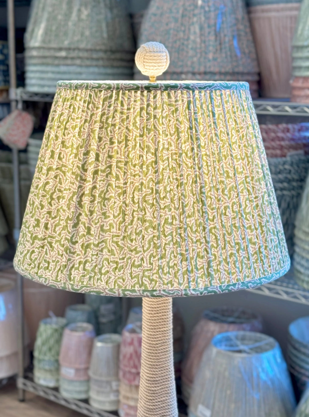 Ian Sanderson Green and Burgundy Briar Rose Dulcie Lampshade