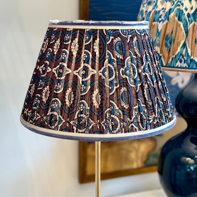 Brown and Blue Block Print Lampshade