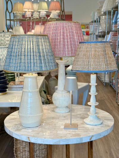 Blonde Ribbed Vase Ceramic Table Lamp