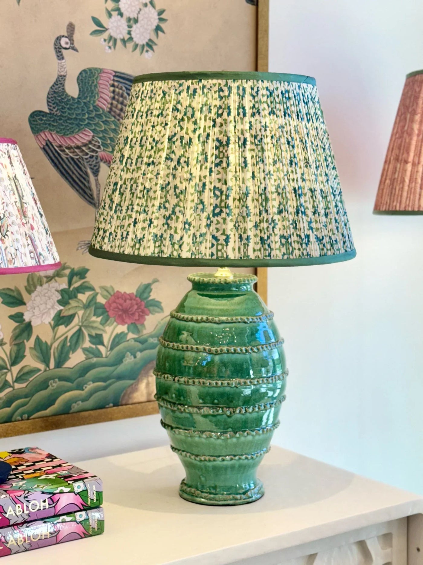 Penny Morrison Lampshade on a green lamp