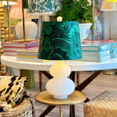 Alabaster Lamp and Jim Thompson Malachite Shade