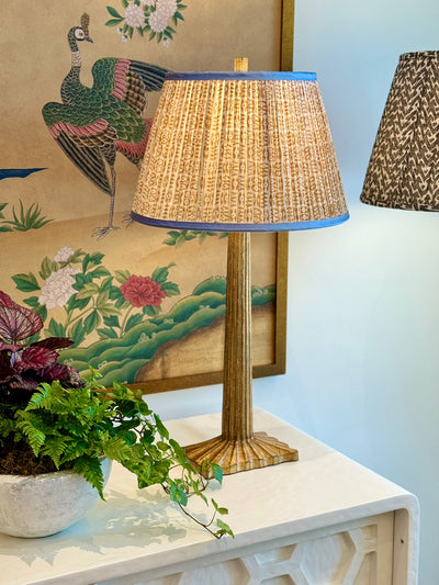 Penny Morrison Lampshade on a brass lamp