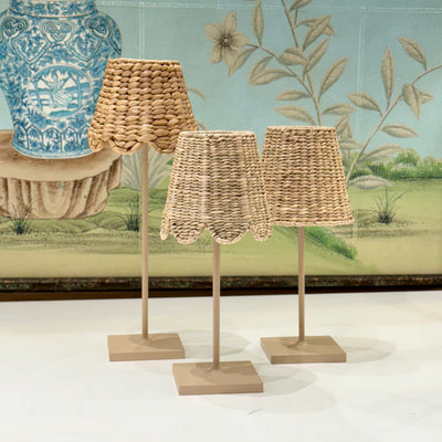 Seagrass lampshades on cordless lamps