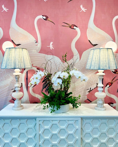 Rose Cumming Lampshades on Alabaster Lamps