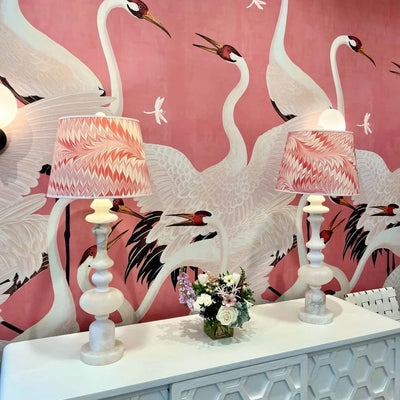 Farrington Table Lamp with Pink and Red Star Anise Lampshade