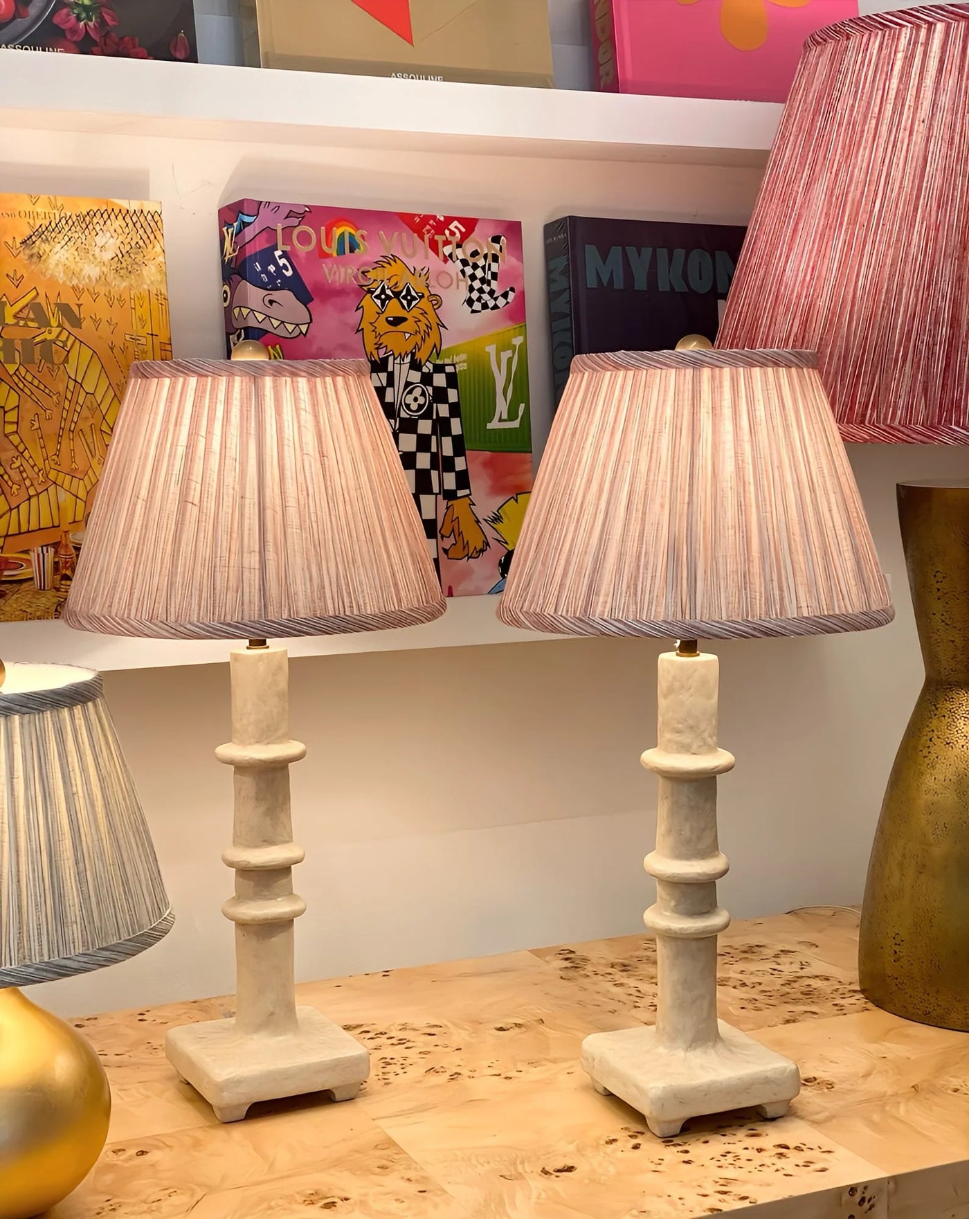 Fermoie pink strie lampshades