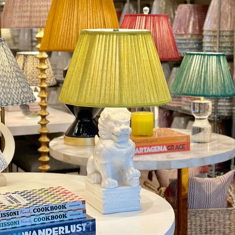 Foo Dog Lamp with Fermoie Euphorbia Lampshade