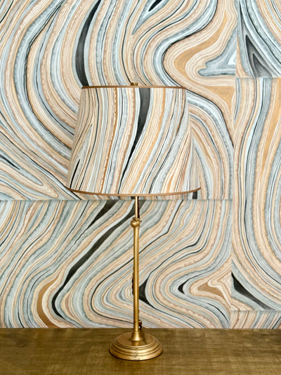 Gracie Wallpaper lampshade on brass lamp