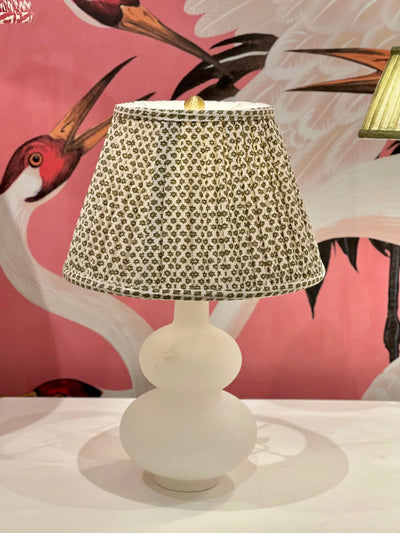 Fermoie Green Marden Lampshade on an alabaster lamp