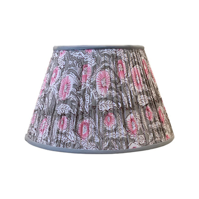 grey and pink block print lampshade
