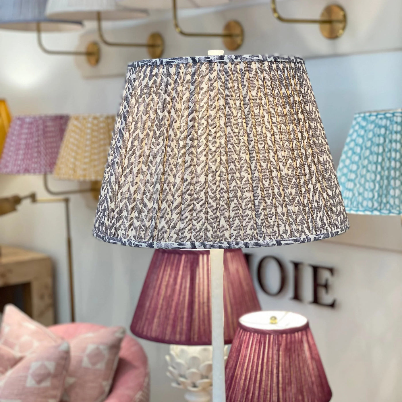 Fermoie Grey Rabanna Lampshade on a Floor Lamp