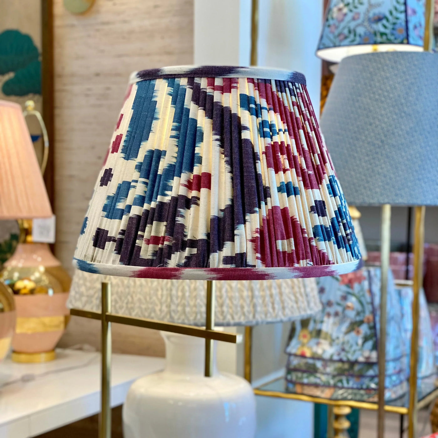 Colorful ikat lampshade