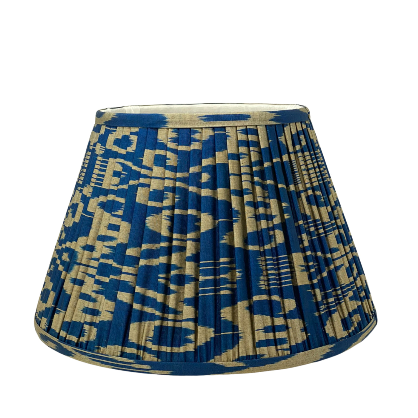 Blue and silver ikat lampshade