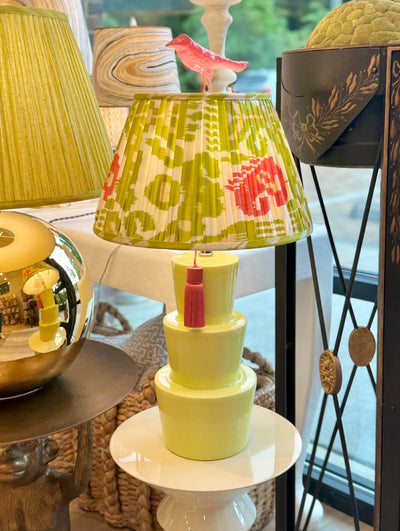 Ikat lampshade and citron lamp