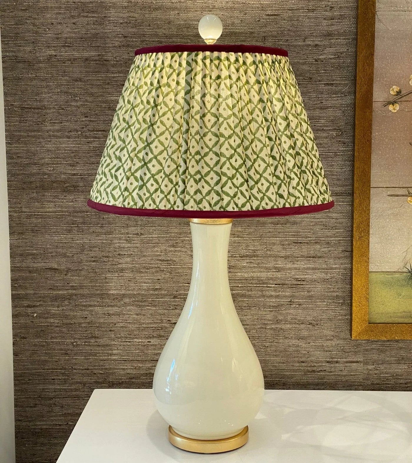 Ivory lamp with Penny Morrison Lampshade