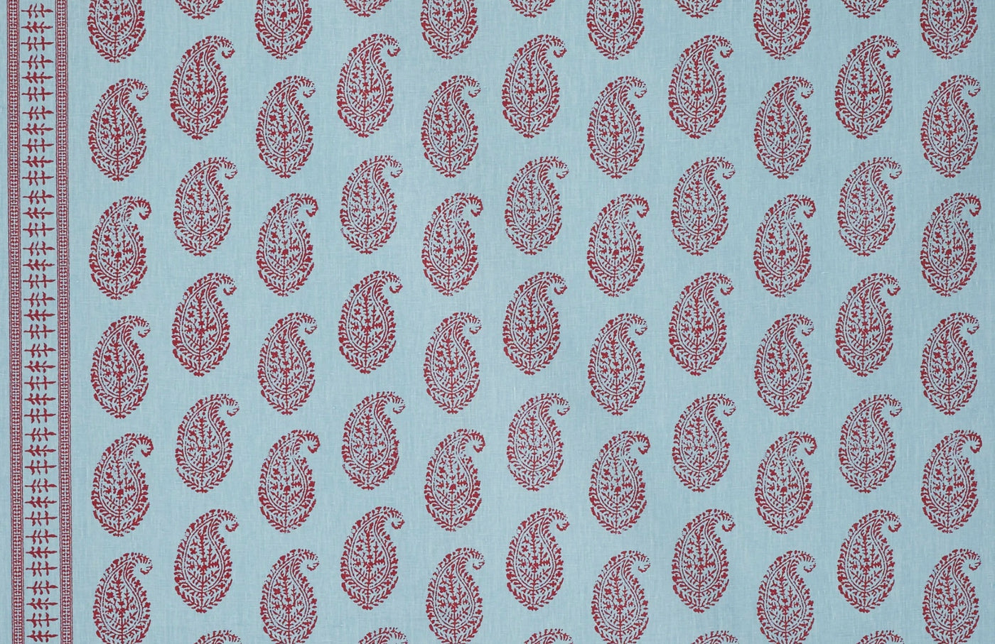 Peter Dunham Kashmir Paisley Red/Blue fabric