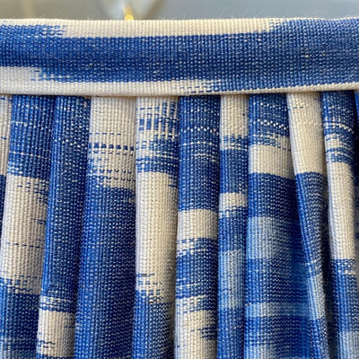 blue ikat lampshade close up