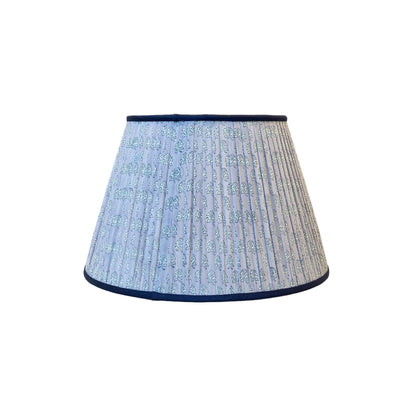 Lavender Block Print Lampshade with Navy Trim