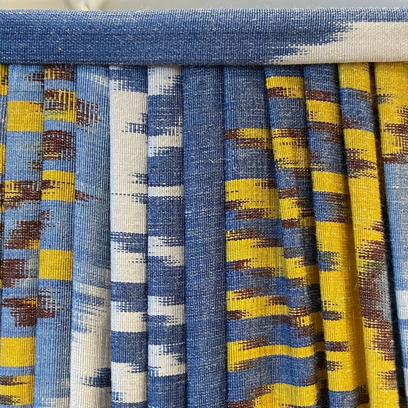 blue ikat lampshade close up