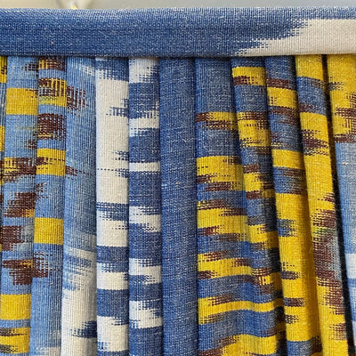 blue ikat lampshade close up