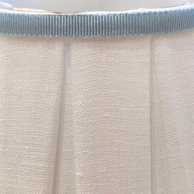 box pleat chandelier shade with light blue trim