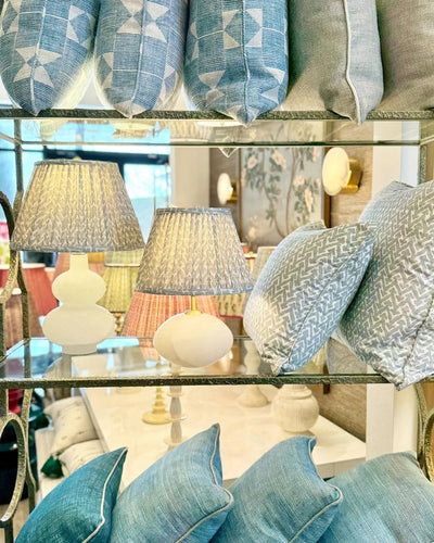 Fermoie Light Blue Rabanna Lampshades and Pillows