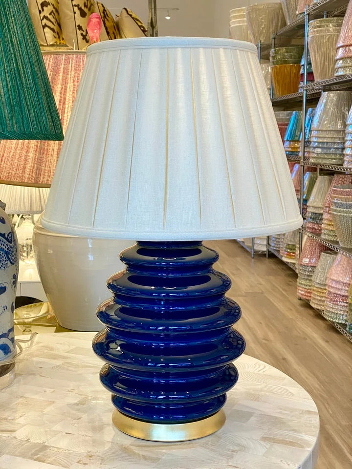 Linen English Empire Wide Box Pleat Lampshade - Egg