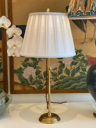 Linen Box Pleat Lampshade on a Brass Lamp