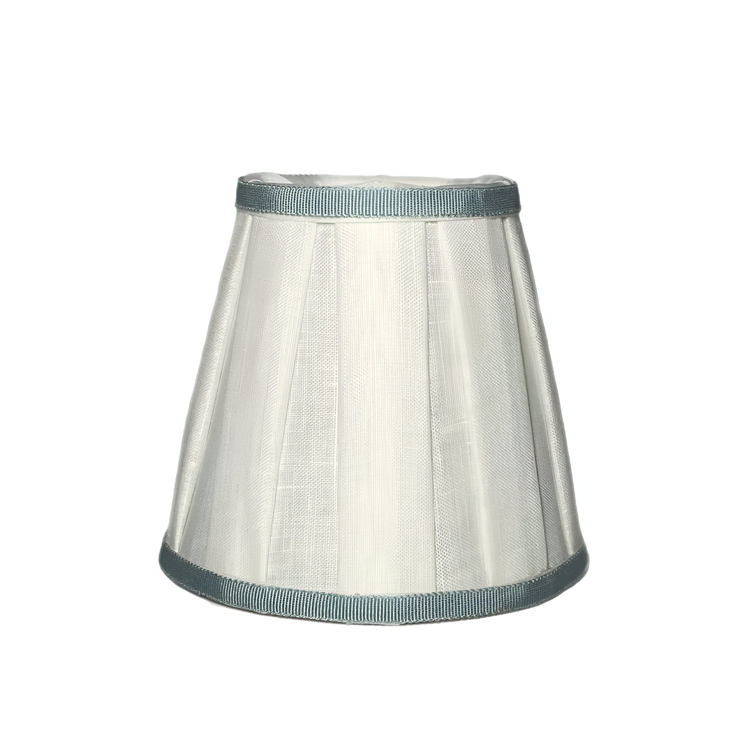 Box Pleat Linen Chandelier Shade with Light Blue Trim