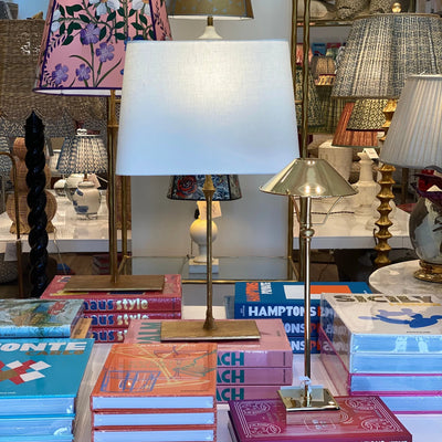 Linen Rectangle Lampshade on a Brass Dauphine Lamp