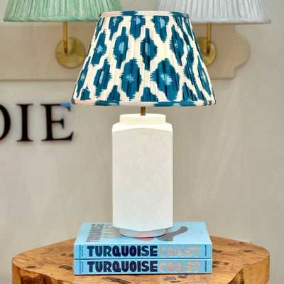 White julian chichester lamp and ikat lampshade