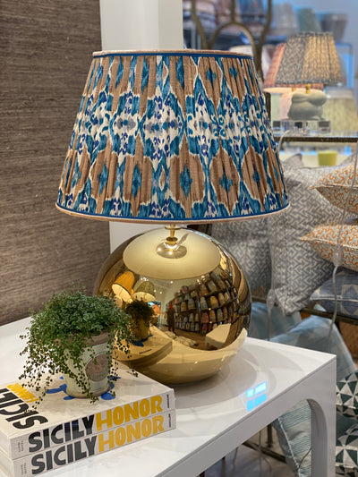 Majorca Blue Brown Ivory Ikat Lampshade