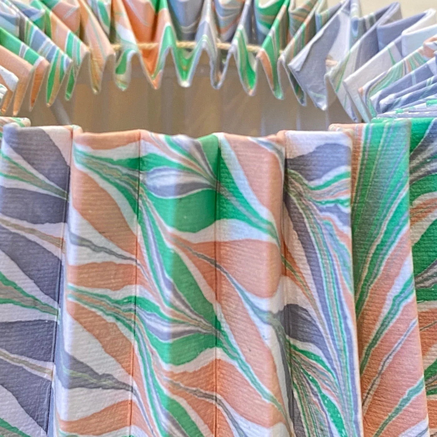 marbled paper lamp shade close up