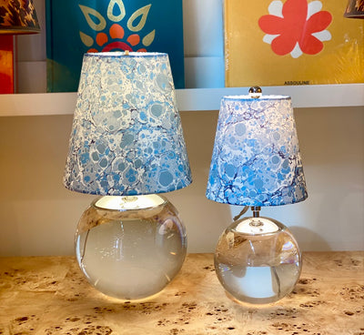 marbled paper lampshades on Terri Round Accent Lamp in Crystal