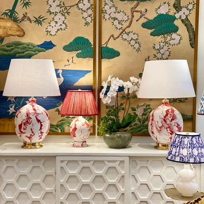 red and white goede lamps