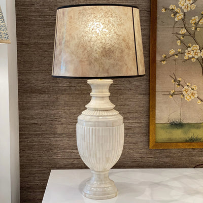 Natural Mica Lampshade on a bone lamp