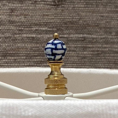 mini blue and white finial