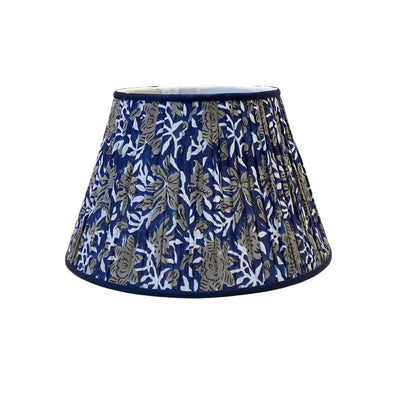 Navy and grey floral block print lampshade