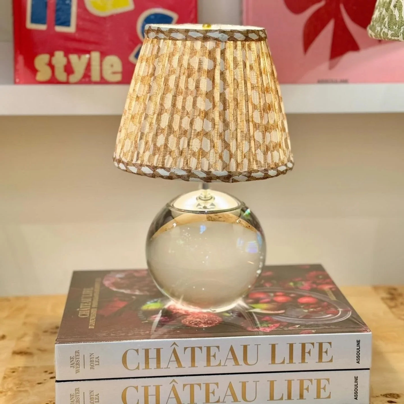 Fermoie Nut Brown Wicker Lampshade on a Tiny Terri Lamp